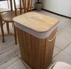 Cesto de Roupa Suja com Alças Bambu